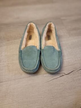 UGG Teal Suede Moccasin Slippers